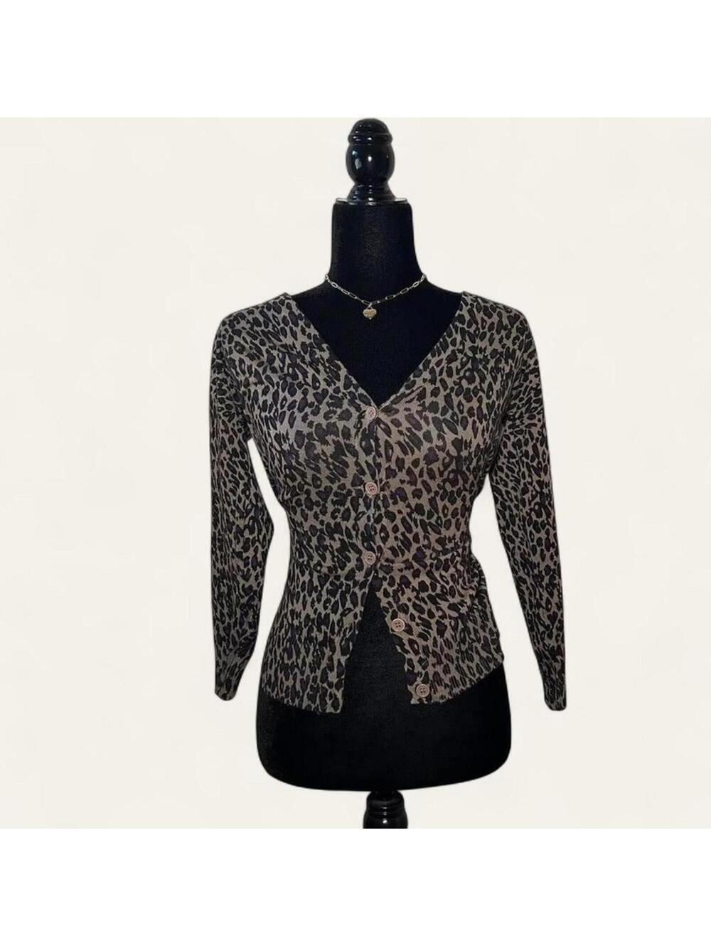 Wet Seal Leopard Print Top Y2K McBling Indie Size M
